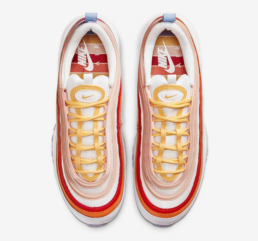 red yellow orange air max 97