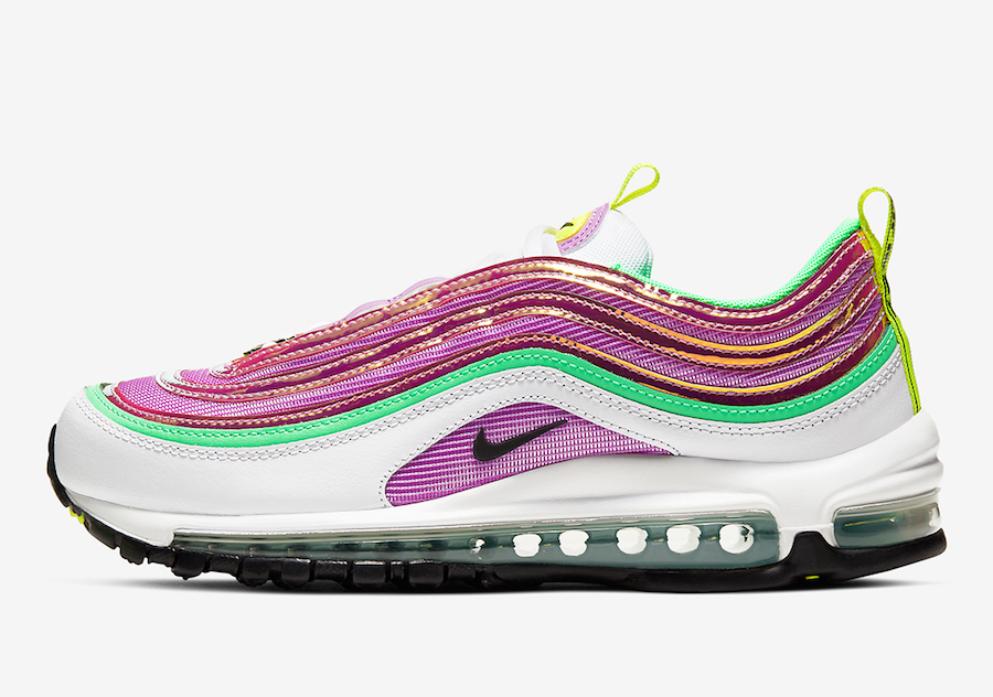 Nike Air Max 97 White Pink Green Gold Yellow CW5591-100 Release Date Info