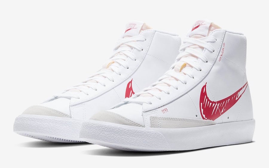 Nike Blazer Mid 77 Sketch White Red CW7580-100 Release Date Info Nike Blazer Mid 77 Sketch White Red CW7580-100 Release Date Info