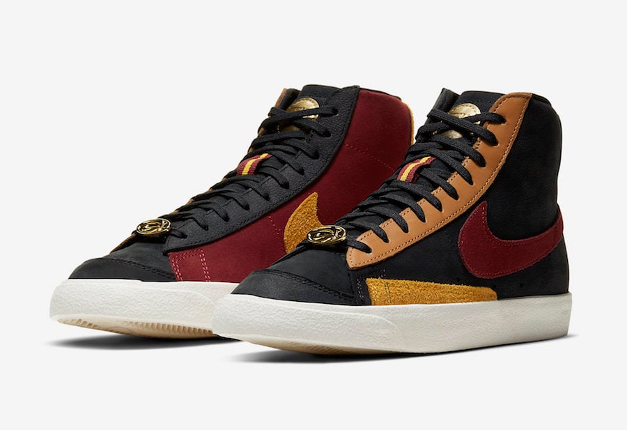 nike blazer mid 77 black team red university gold