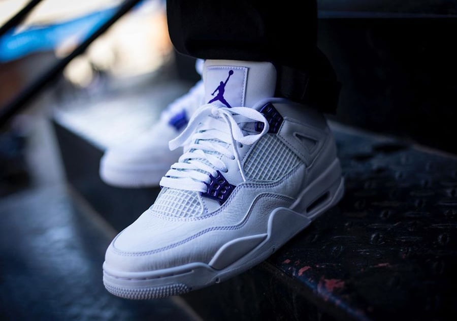 jordan 4 metallic purple on feet