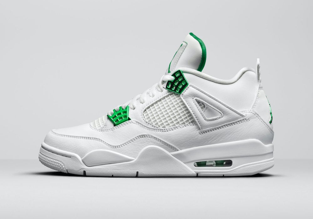 jordan 4 white metallic green