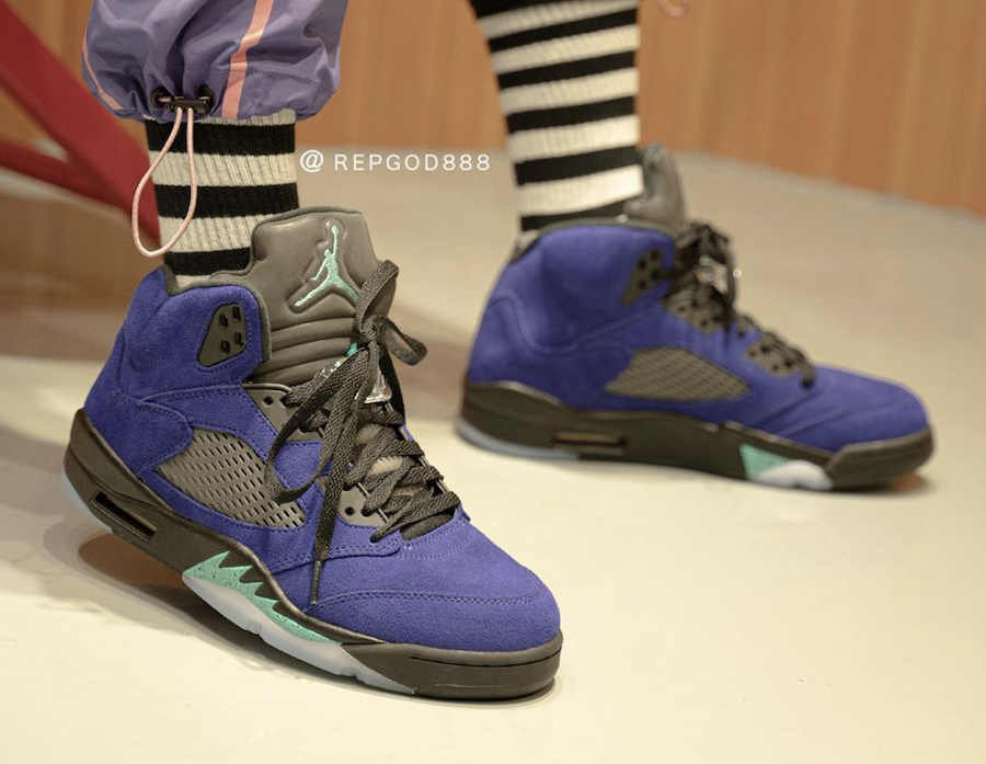 jordan 5 purple grape on feet