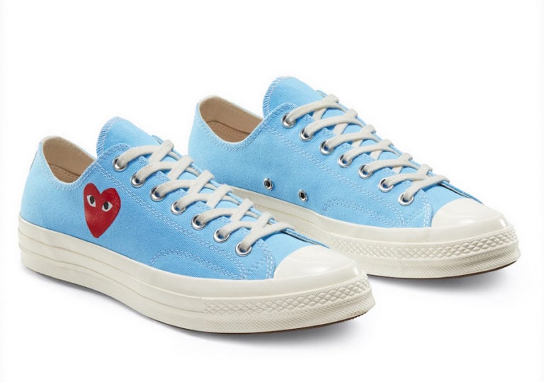 bright blue cdg converse