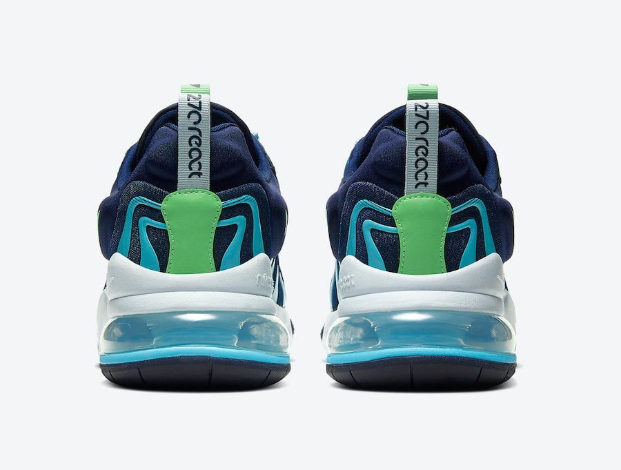 Nike Air Max 270 React ENG Blackened Blue Green Strike CJ0579-400 Release Date Info