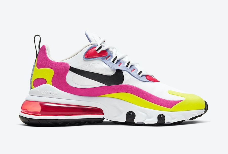 Nike Air Max 270 React White Pink Yellow CZ9351-100 Release Date Info