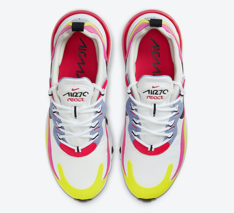Nike Air Max 270 React White Pink Yellow CZ9351-100 Release Date Info