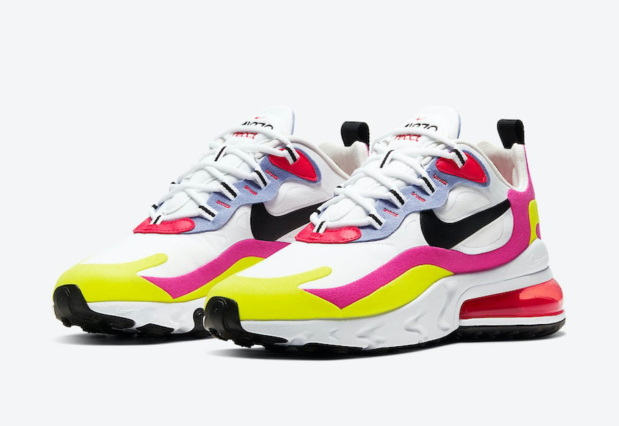 This Nike Air Max 270 React Features Pink and Yellow Accents