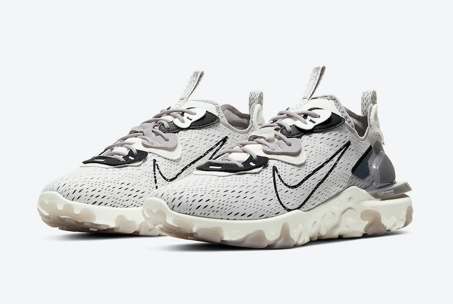 nike react vision in white and silver