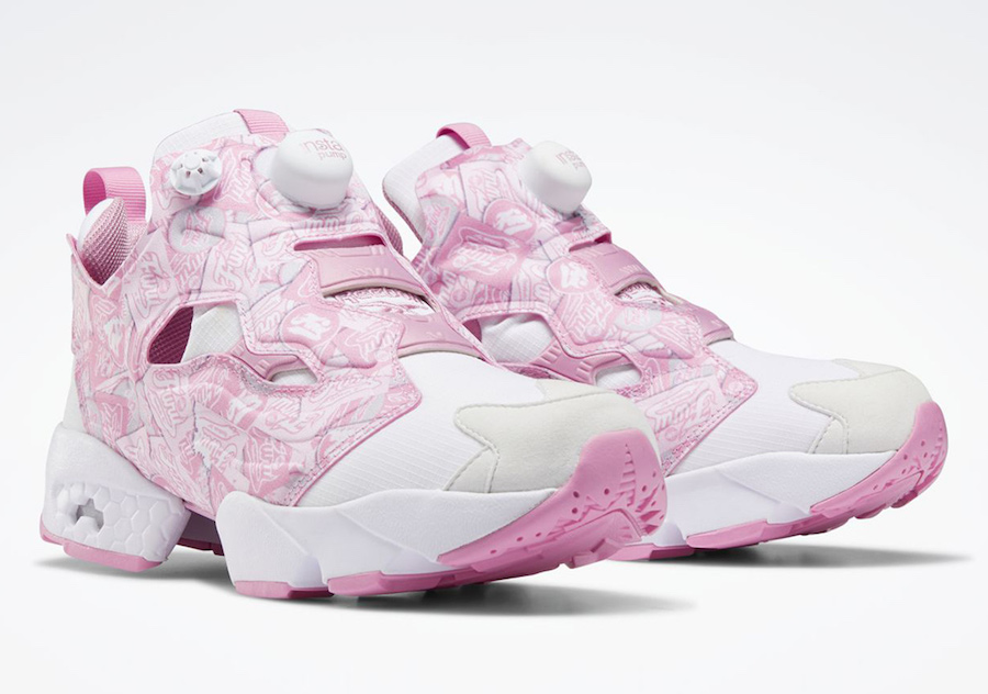 Reebok Instapump Fury in Pink and White with All-Over Print