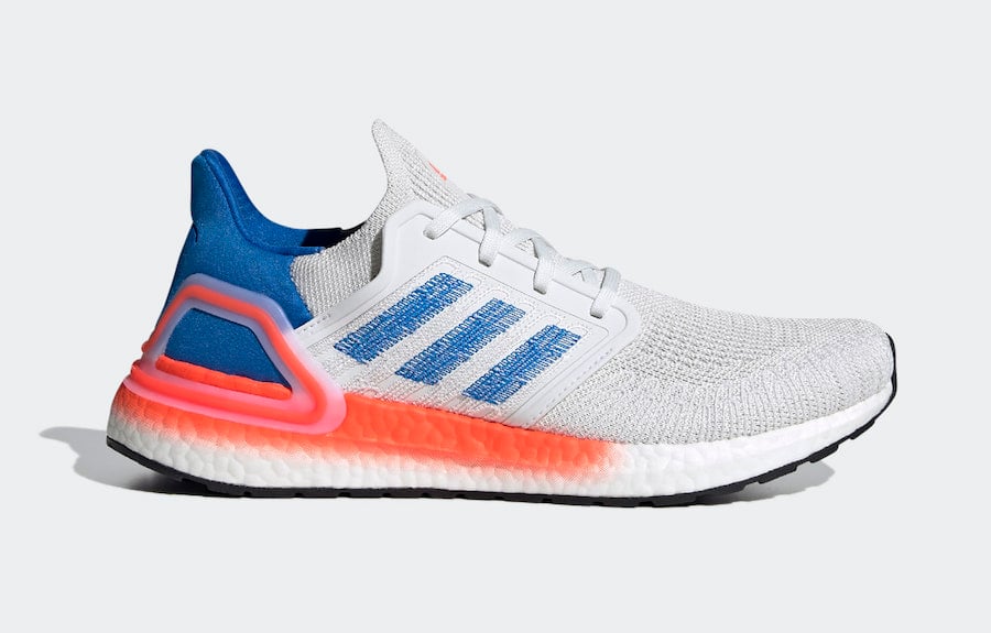 adidas Ultra Boost 2020 White Glory Blue Solar Red EG0708 Release Date Info