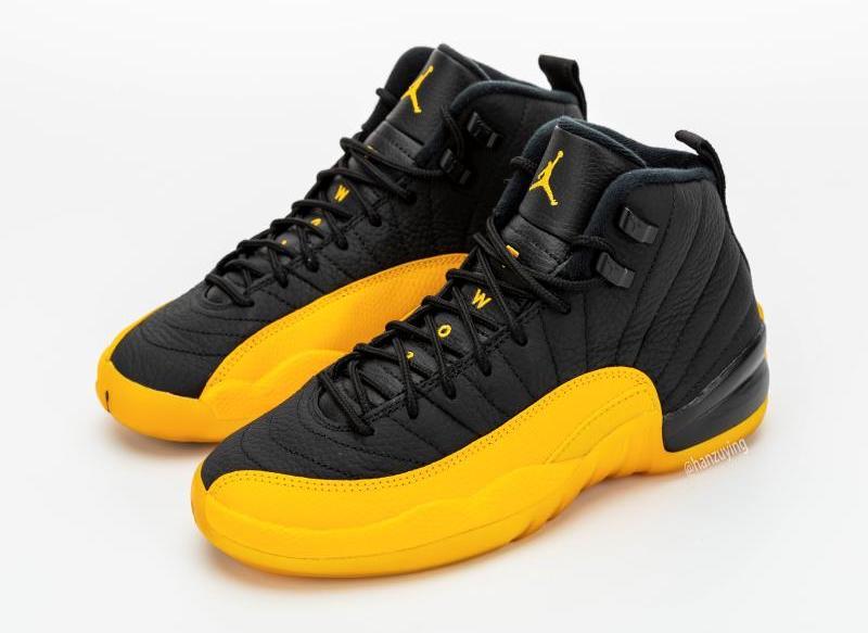 black and yellow jordan 12 grade school