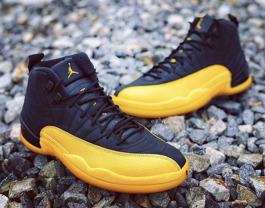 new jordans 12 black and yellow