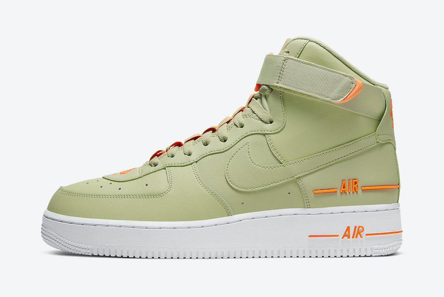 Nike Air Force 1 High Olive Aura Total Orange CJ1385-300 Release Date ...