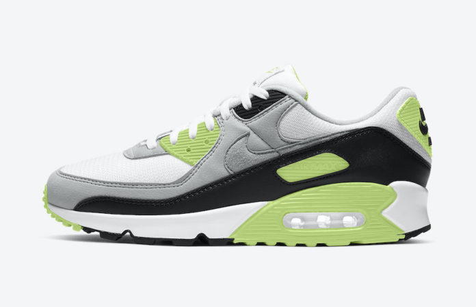 lime green black and white nike air max