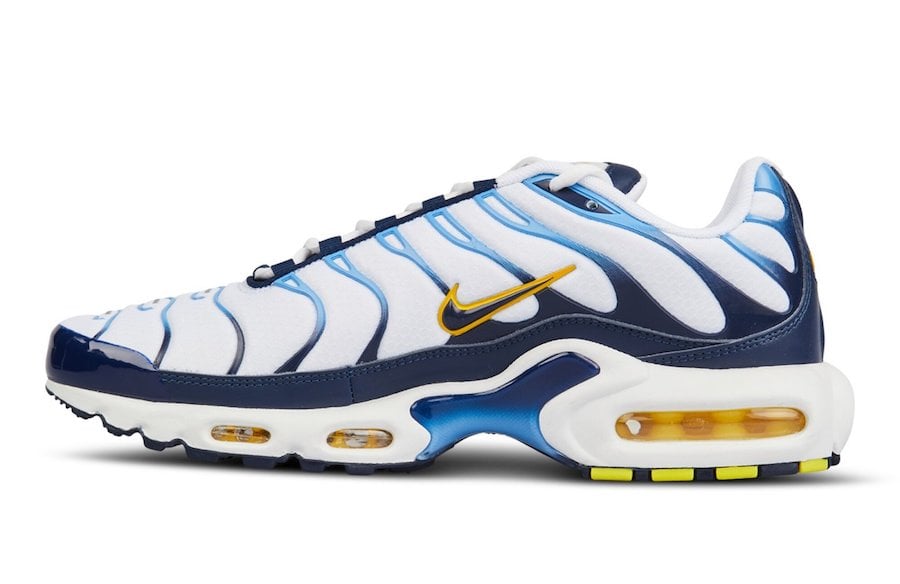 Nike Air Max Plus in White, Blue and Gold is Starting to Release