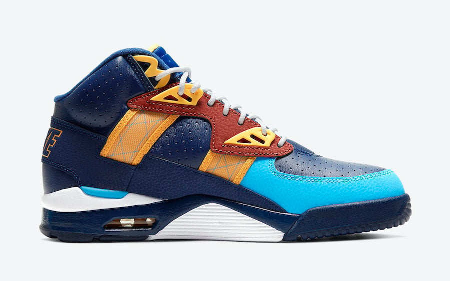 nike air trainer sc high navy blue orange