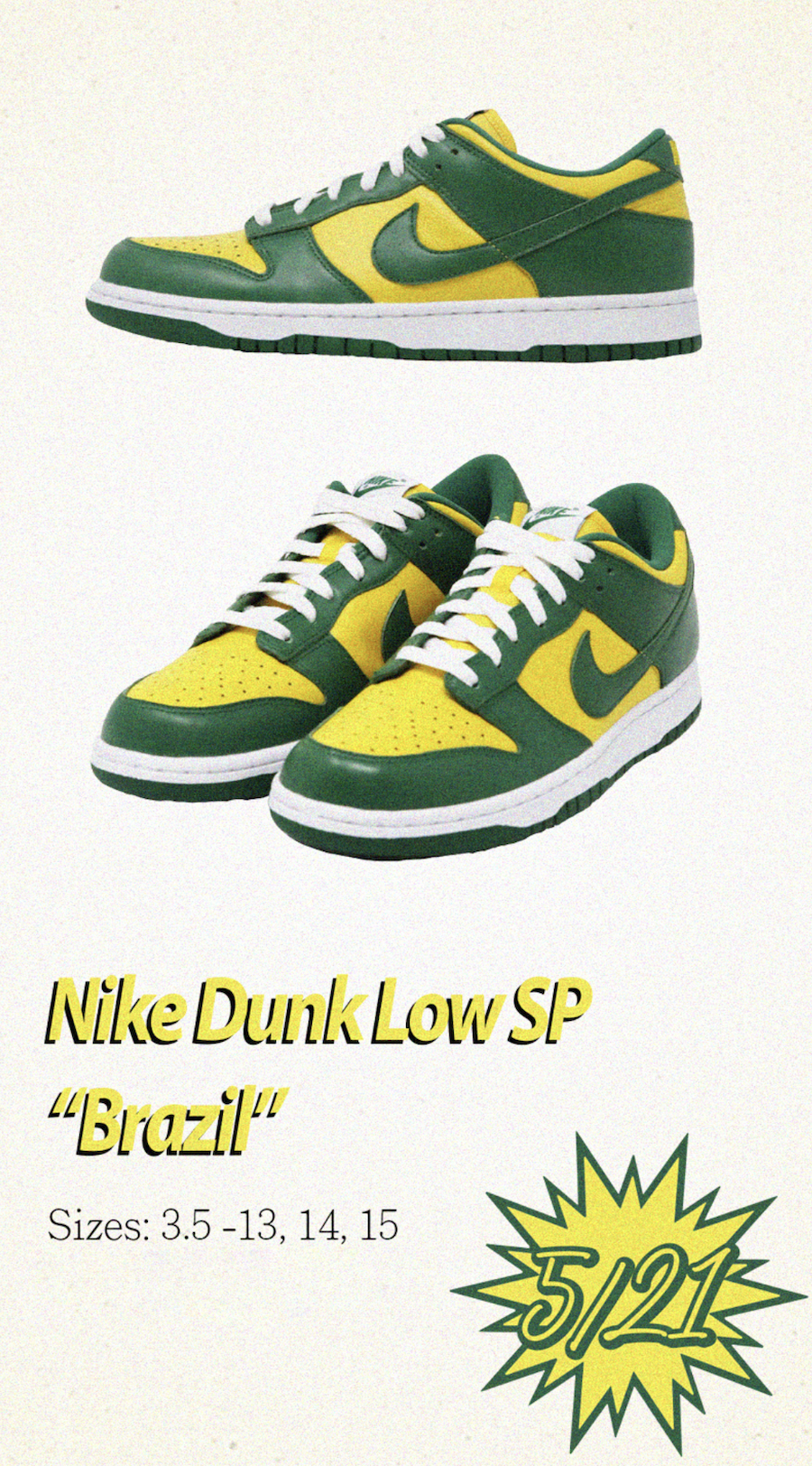 Nike Dunk Low Brazil CU1727-700 Release Date Info