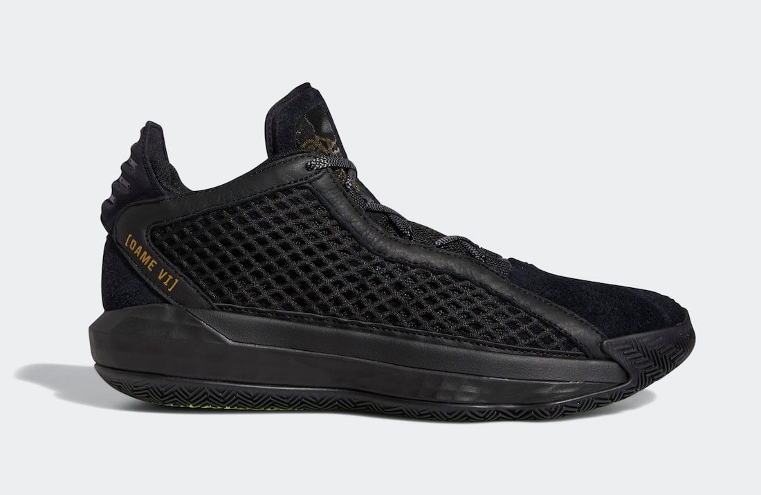 adidas Dame 6 Leather in Black and Metallic Gold