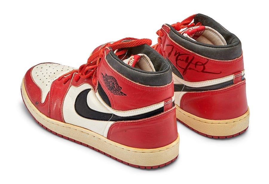 Michael Jordan Air Jordan 1 Chicago Game Worn Player Sample Michael Jordan Air Jordan 1 Chicago Game Worn Player Sample