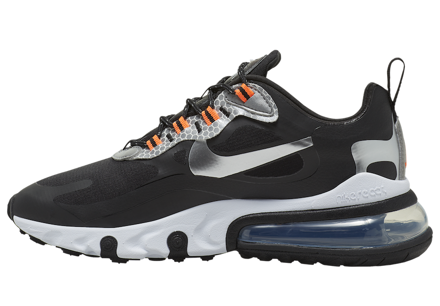 Nike Air Max 270 React Black Silver Orange CT1834-001 Release Date Info
