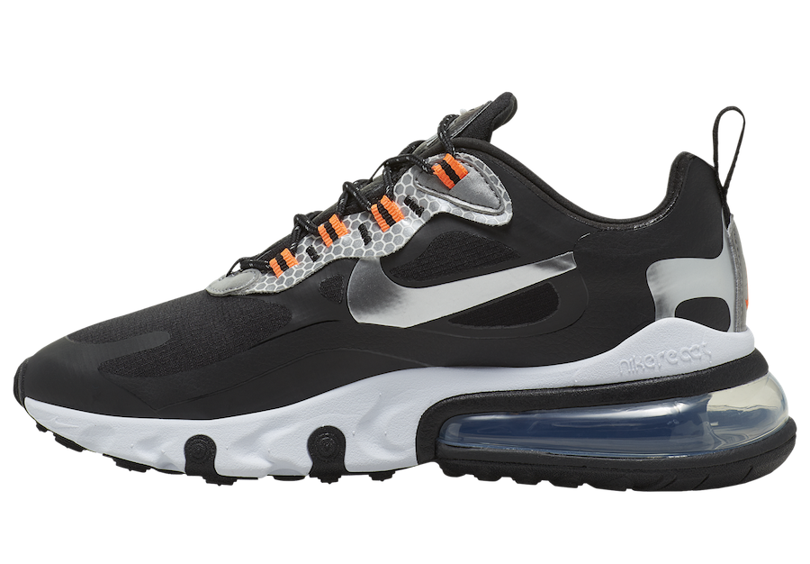 Nike Air Max 270 React Black Silver Orange CT1834-001 Release Date Info