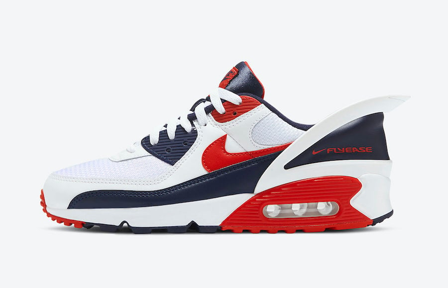 Nike Air Max 90 FlyEase White Obsidian University Red CU0814-104 Release Date Info