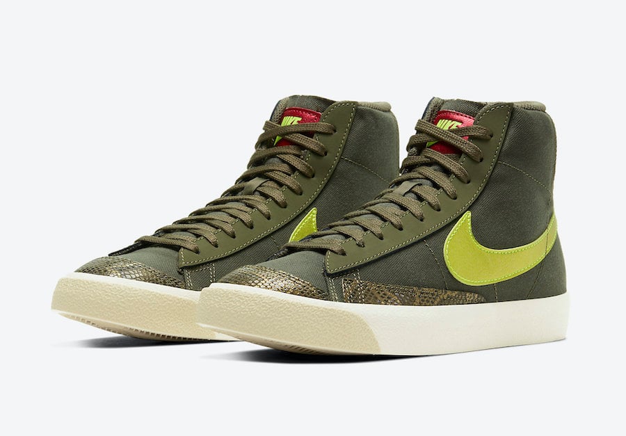 Nike Blazer Mid 77 WMNS Olive Snakeskin CZ0462-200 Release Date Info Nike Blazer Mid 77 WMNS Olive Snakeskin CZ0462-200 Release Date Info