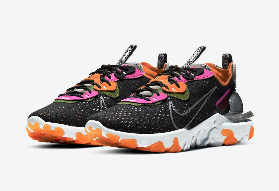 Nike React Vision in Black with Fuchsia and Orange Details