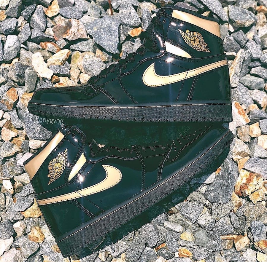 Air Jordan 1 High Patent Black Metallic Gold 555088-032 Release Details