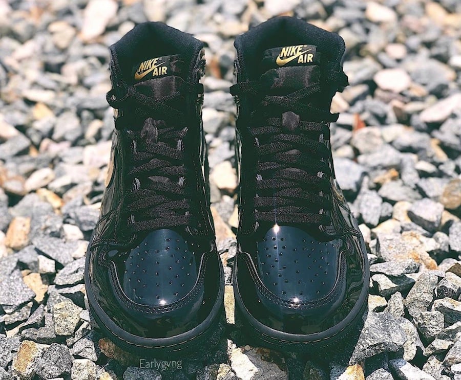 Air Jordan 1 High Patent Black Metallic Gold 555088-032 Release Details