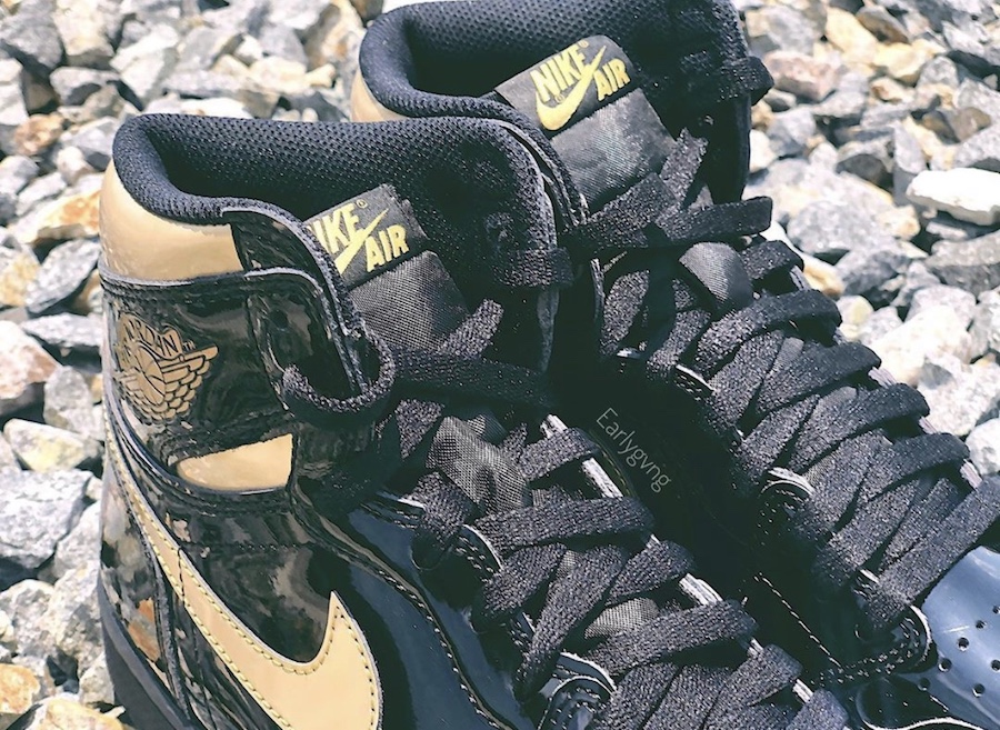 Air Jordan 1 High Patent Black Metallic Gold 555088-032 Release Details