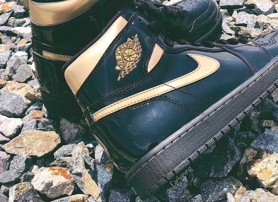Air Jordan 1 High Patent Black Metallic Gold 555088-032 Release Details