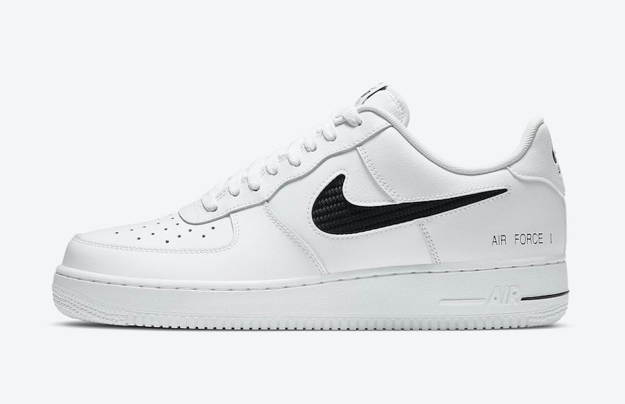 white air forces with black nike sign