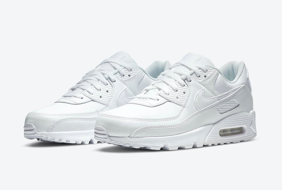 Nike Air Max 90 Leather Triple White CZ5594-100 Release Date Info Nike Air Max 90 Leather Triple White CZ5594-100 Release Date Info