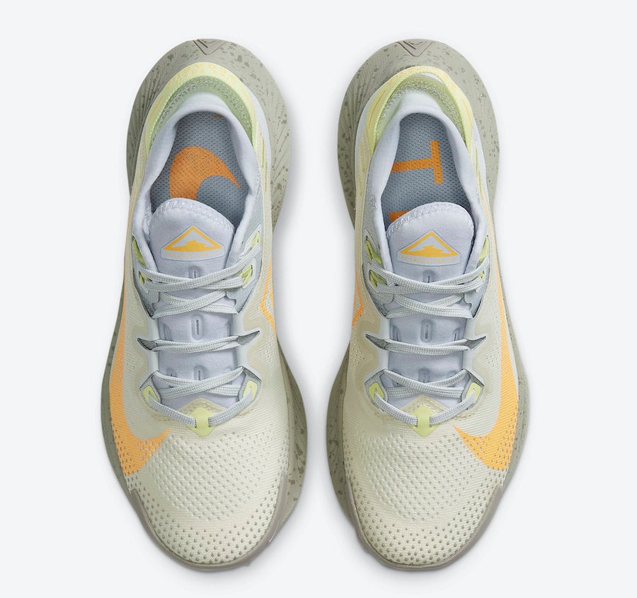 Nike Pegasus Trail 2 Pure Platinum Fossil Limelight Laser Orange CK4309-001 Release Date Info