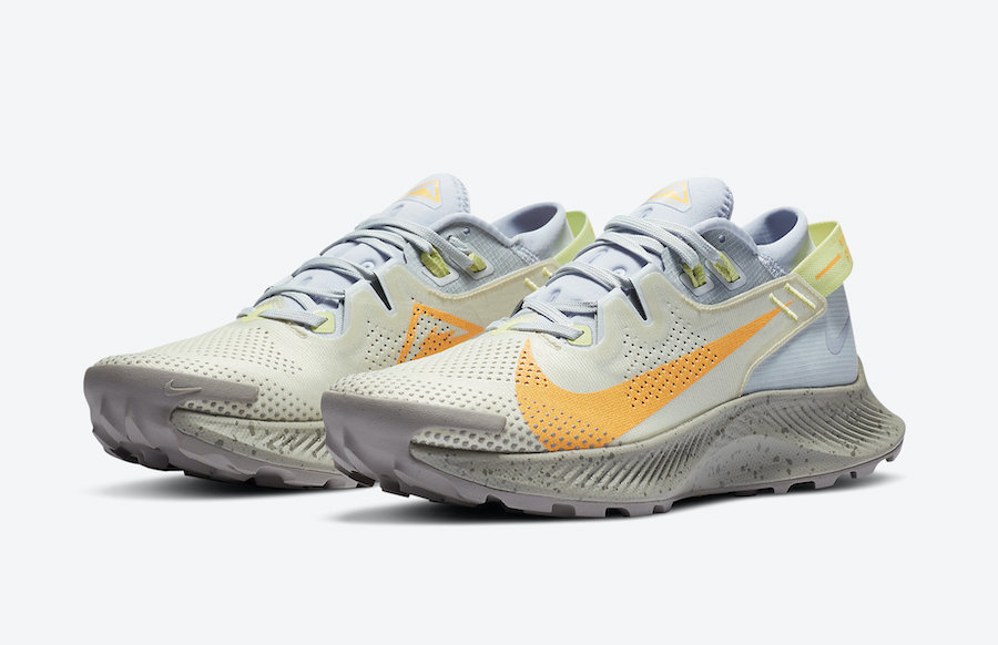 Nike Pegasus Trail 2 Pure Platinum Fossil Limelight Laser Orange CK4309-001 Release Date Info