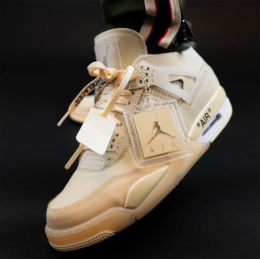 Off-White x Air Jordan 4 CV9388-100 Sail On Feet