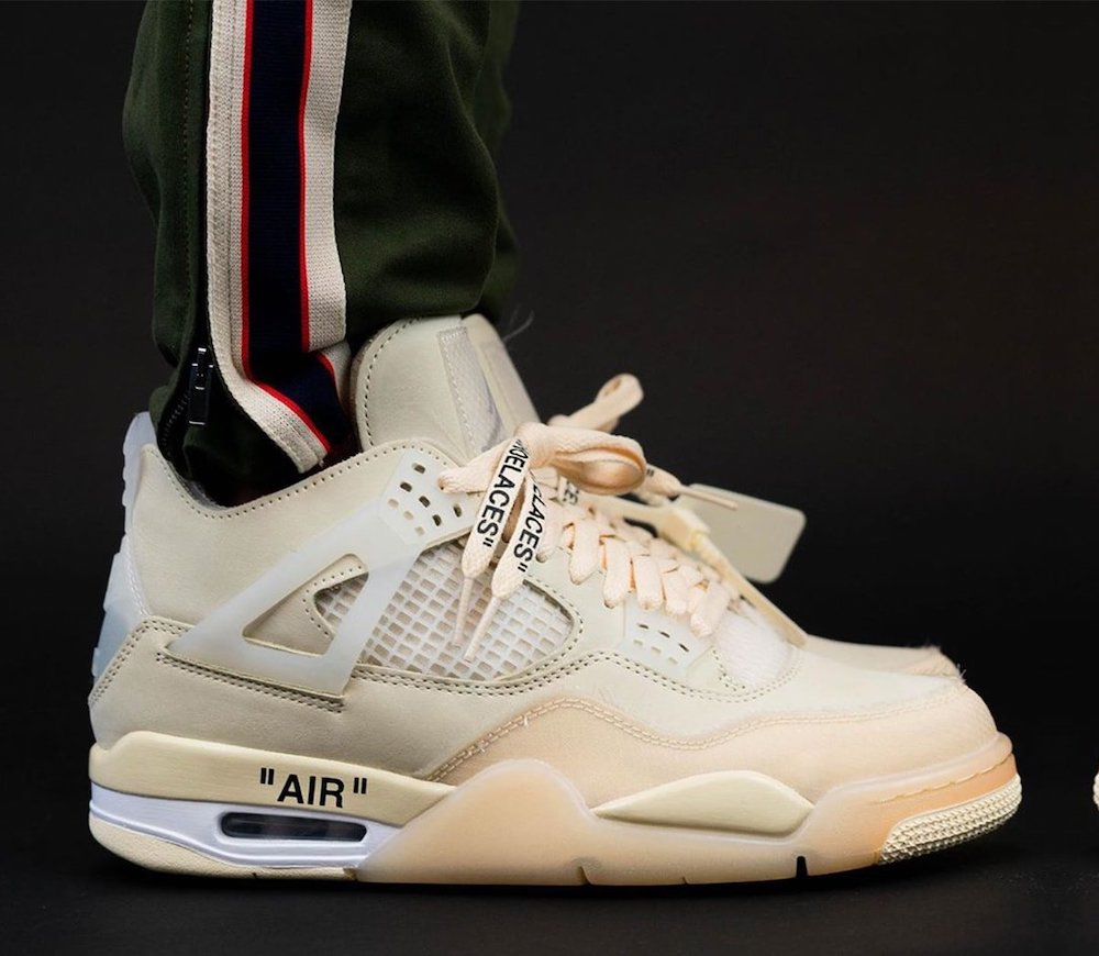 Off-White x Air Jordan 4 CV9388-100 Sail On Feet