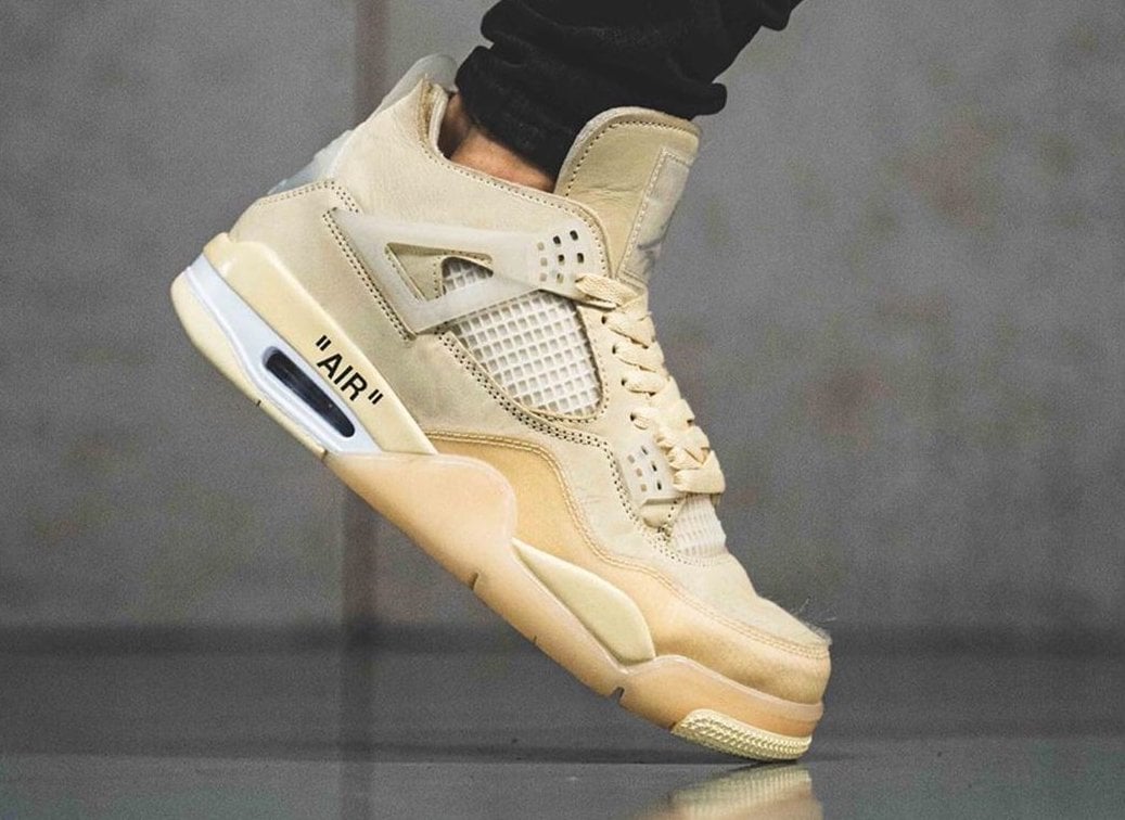 Off-White Air Jordan 4 Sail CV9388-100 On Feet