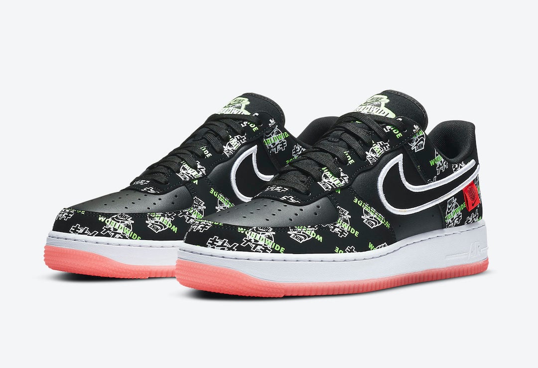 air force 1 black green pink