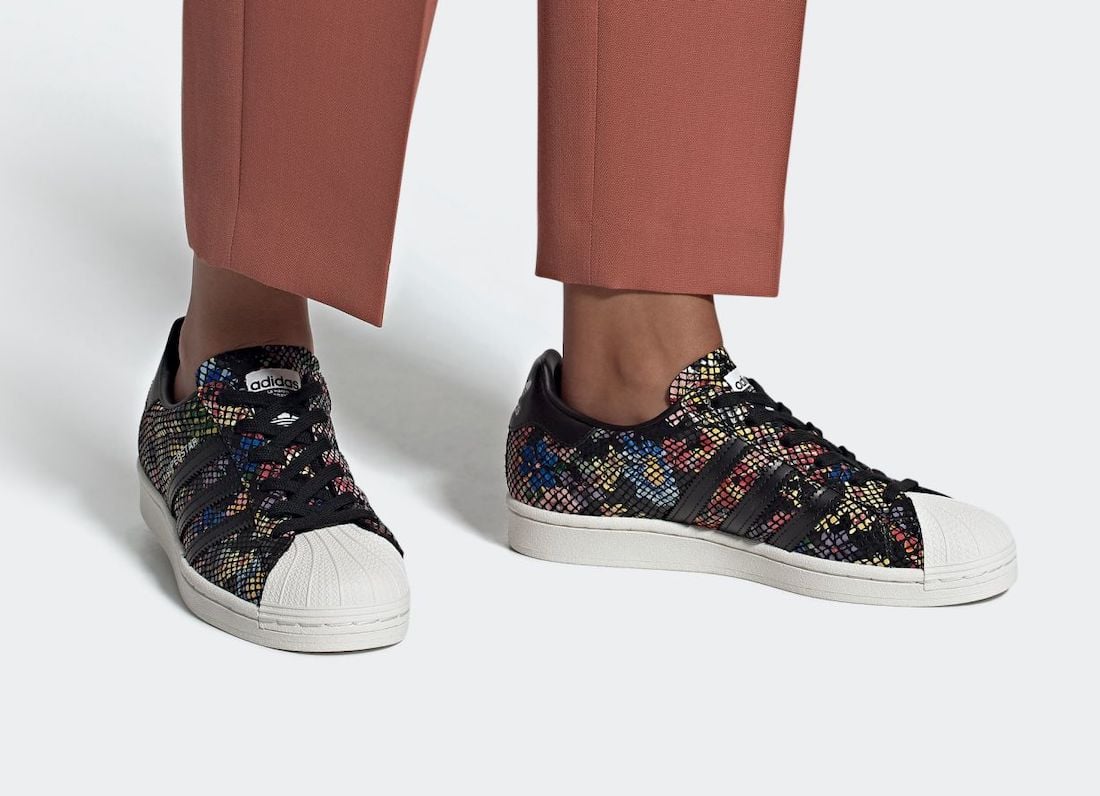 adidas superstar floral sneakers