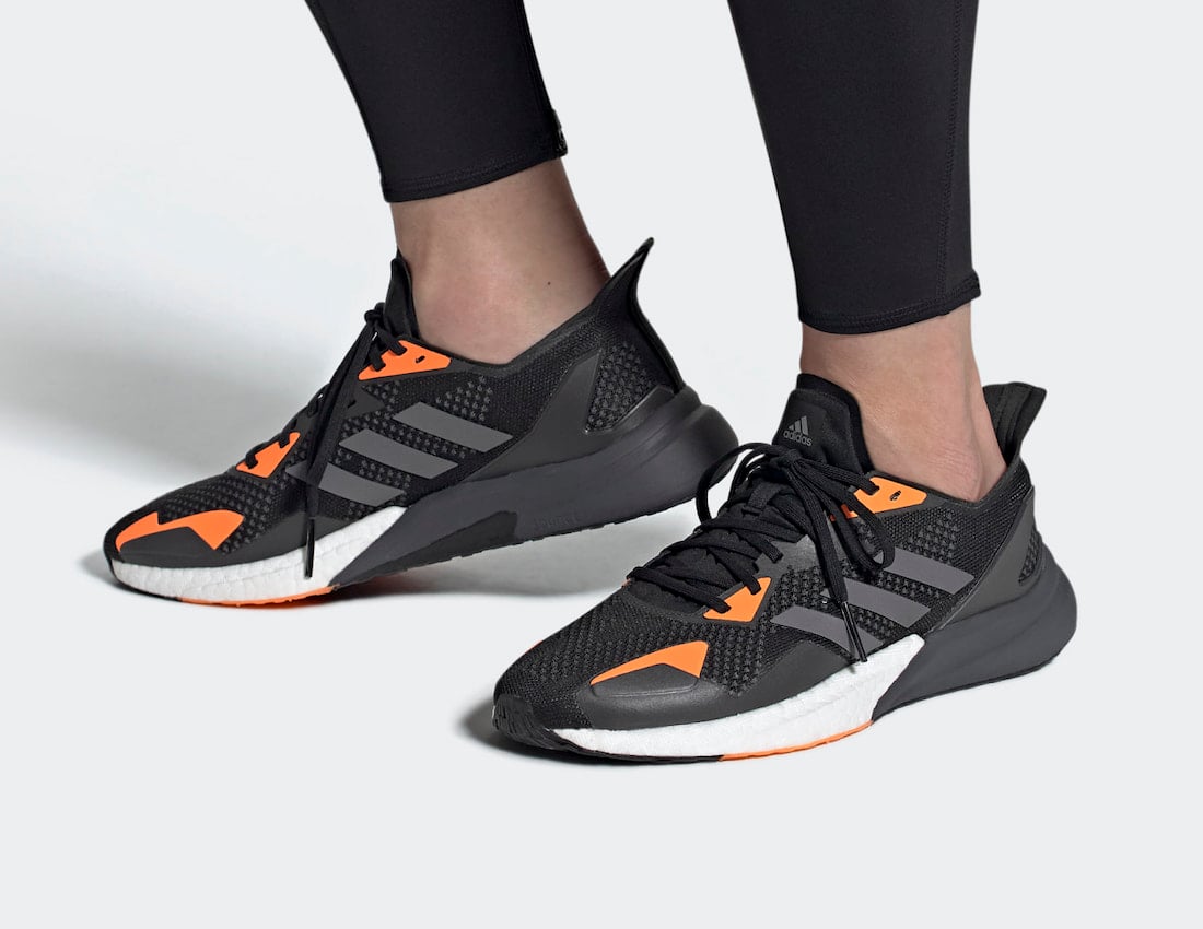 gray and orange adidas shoes