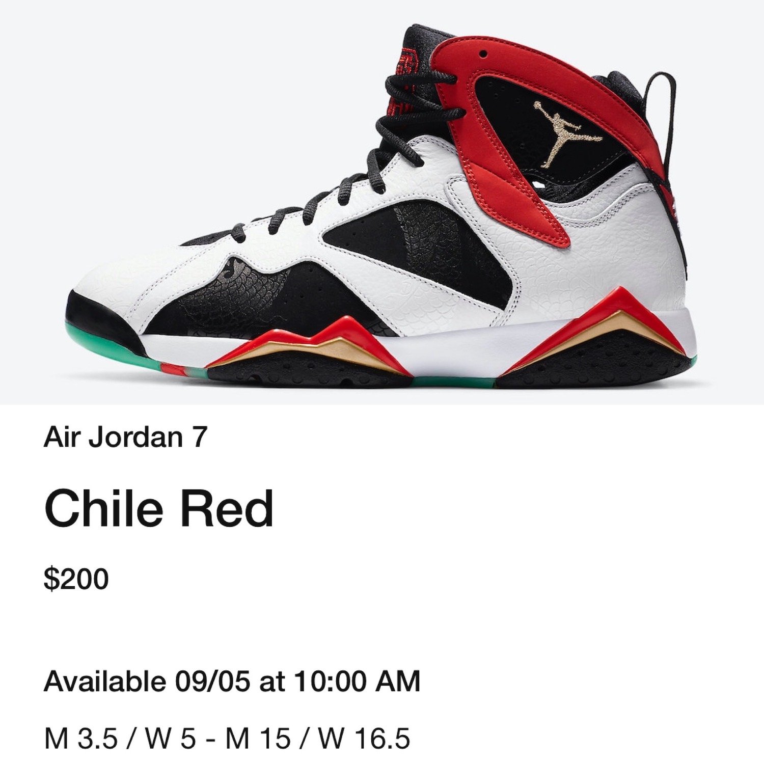Air Jordan 7 China Chile Red CW2805-160