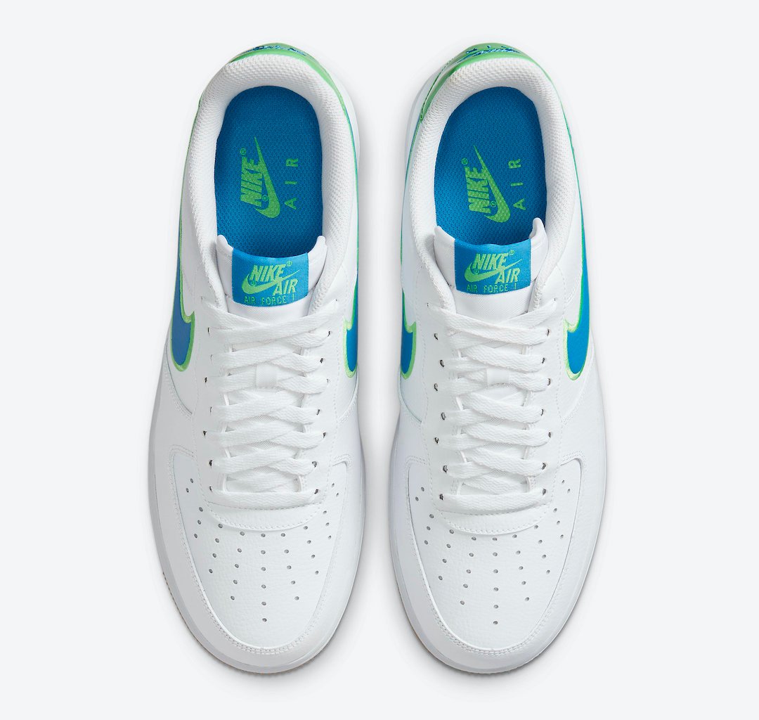Nike Air Force 1 Low White Blue Lime Gum DA4660-100 Release Date Info