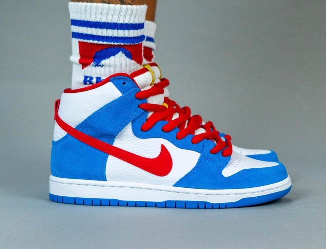 blue and orange nike high tops