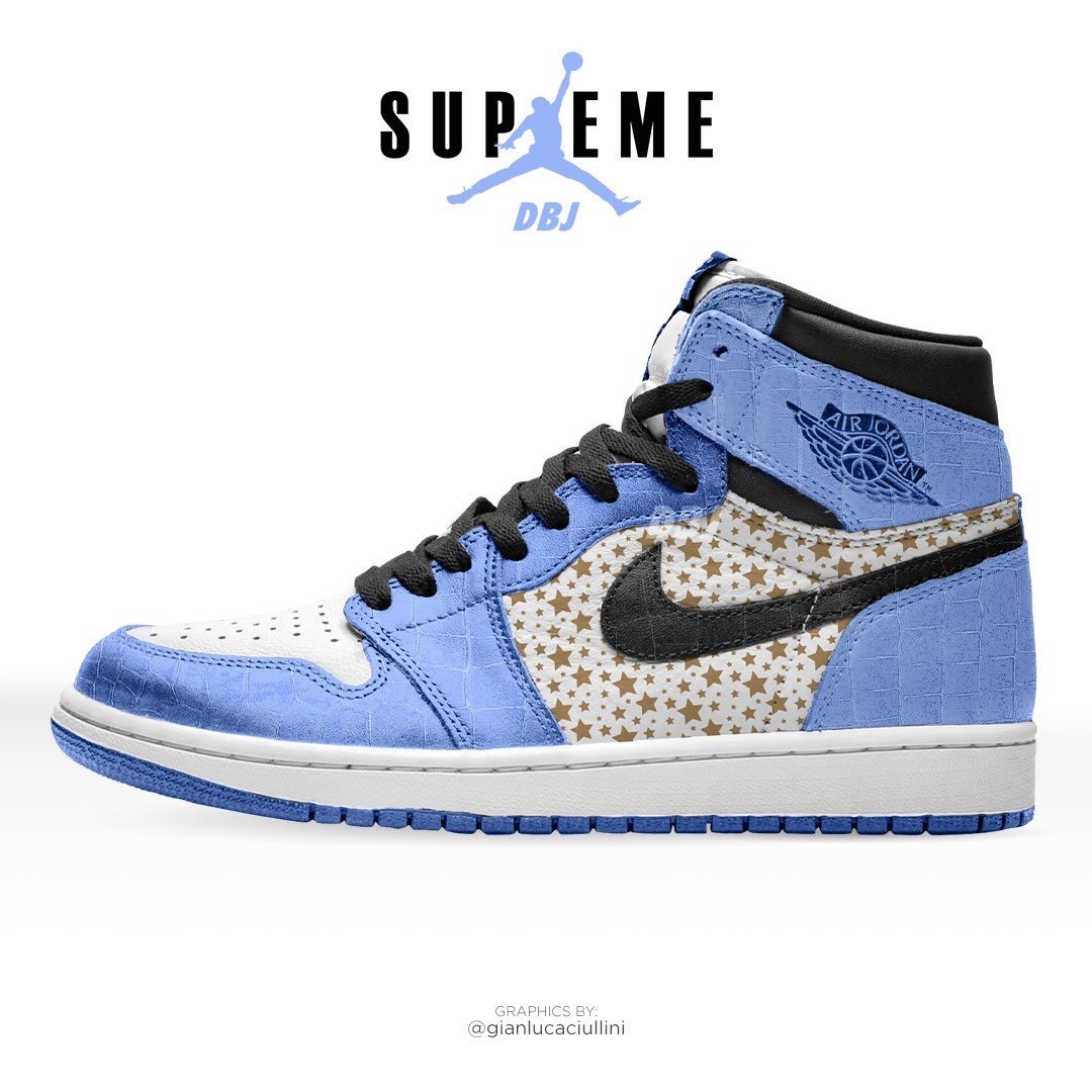 Blue Supreme x LV Jordan 1 by JBFcustoms