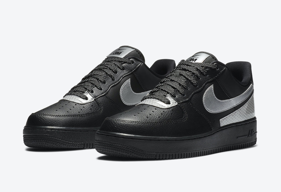 3M Nike Air Force 1 Low Black Silver CT2299-001 Release Date Info