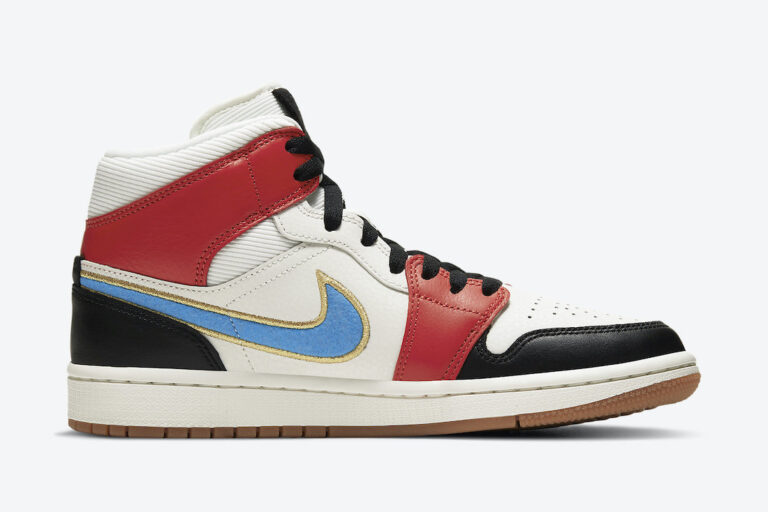 Air Jordan 1 Mid Sail Red Black Blue Gold DC1426-100 Release Date Info | SneakerFiles