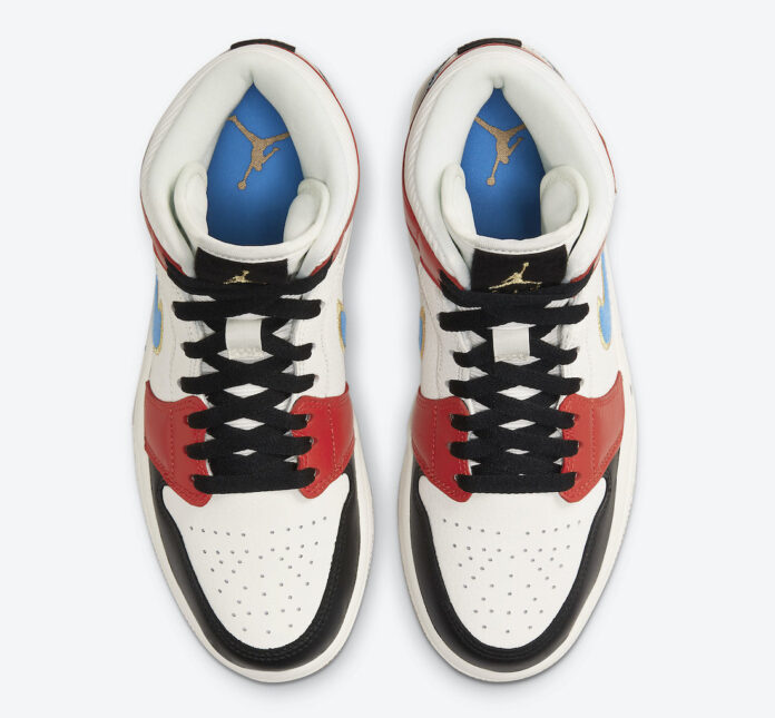 Air Jordan 1 Mid Sail Red Black Blue Gold DC1426-100 Release Date Info | SneakerFiles